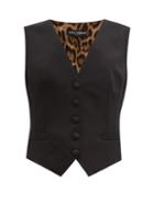 Matchesfashion.com Dolce & Gabbana - V-neck Wool-blend Twill Suit Waistcoat - Womens - Black