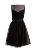 Elie Saab Slash-neck Embellished Polka-dot Tulle Dress