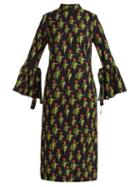 Matchesfashion.com La Doublej - Can Can Happy Wrist Print Dress - Womens - Black Multi