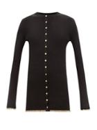 Paco Rabanne - Fluted-cuff Ribbed Cardigan - Womens - Black Gold