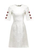 Matchesfashion.com Dolce & Gabbana - Floral Jacquard Rose Charm Mini Dress - Womens - White