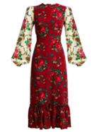 Matchesfashion.com The Vampire's Wife - Belle Gypsy Print Crepe Dress - Womens - Burgundy Multi
