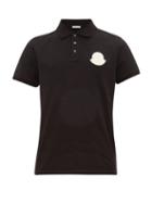 Matchesfashion.com Moncler - Logo-embroidered Cotton-piqu Polo Shirt - Mens - Black