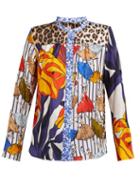 Matchesfashion.com La Prestic Ouiston - Peace Floral Print Band Collar Silk Twill Shirt - Womens - Multi