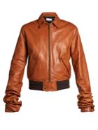 Saint Laurent Extra Long-sleeves Leather Bomber Jacket