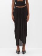 Rick Owens - Draped Jersey Midi Skirt - Womens - Black