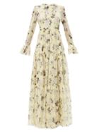 Matchesfashion.com Erdem - Alvaro Rosemont Wallpaper-print Silk Gown - Womens - Yellow Print