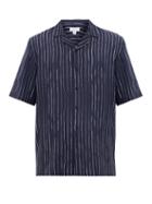 Matchesfashion.com Sunspel - Short-sleeved Pinstripe Lyocell-twill Shirt - Mens - Navy White