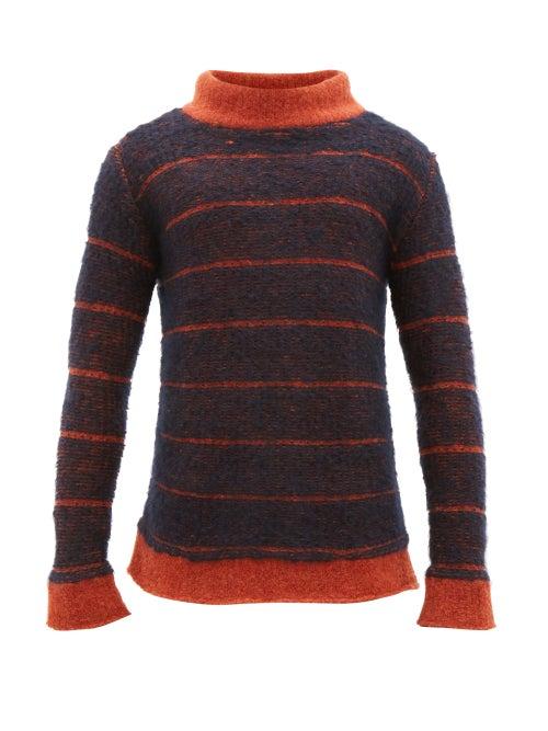 Matchesfashion.com Eckhaus Latta - Striped Mock Neck Sweater - Mens - Navy Multi