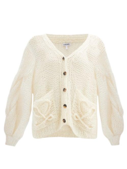 Matchesfashion.com Loewe - Anagram-knitted Mohair-blend Cardigan - Womens - Cream