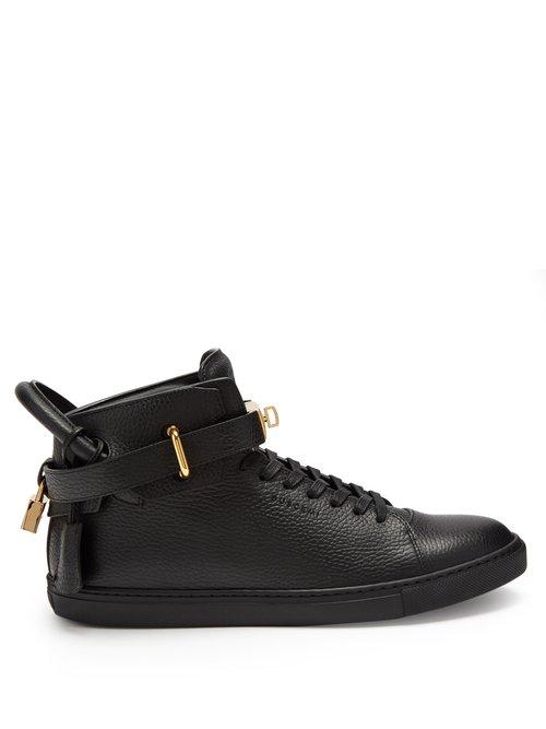 Matchesfashion.com Buscemi - Core Clip Leather High Top Trainers - Mens - Black