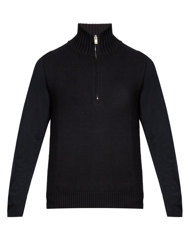 Maison Margiela Funnel-neck Cotton And Wool-blend Sweater
