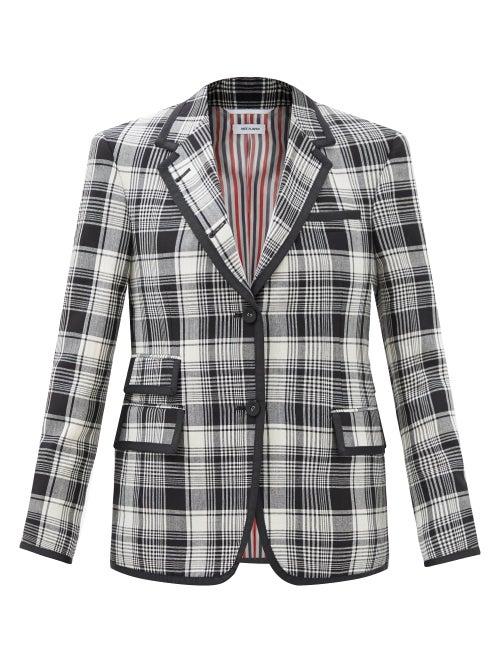 Thom Browne - Single-breasted Check Wool Jacket - Womens - Black White