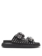Matchesfashion.com Alexander Mcqueen - Exaggerated-sole Spike-embellished Slides - Womens - Black Silver