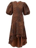 Matchesfashion.com Ganni - Puff-sleeve Leopard-print Wrap Dress - Womens - Leopard