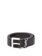 Matchesfashion.com Saint Laurent - Monogram Grained Leather Belt - Mens - Black