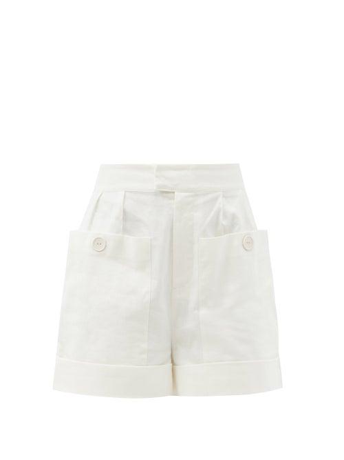 Matchesfashion.com Sir - Martine High-rise Linen-blend Canvas Shorts - Womens - Ivory