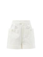 Matchesfashion.com Sir - Martine High-rise Linen-blend Canvas Shorts - Womens - Ivory