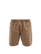 Mens Rtw Folk - Assembly Elasticated Cotton-canvas Shorts - Mens - Brown