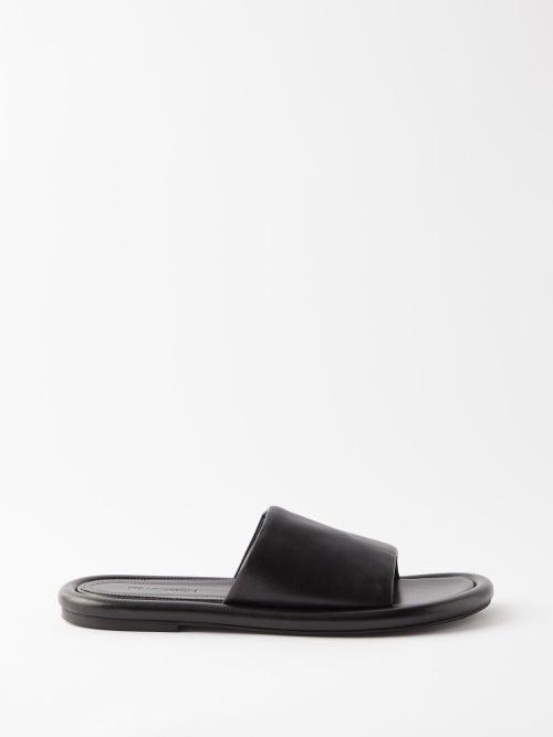 Jw Anderson - Bumper Leather Slides - Mens - Black