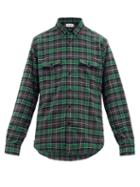 Matchesfashion.com Saint Laurent - Raw Hem Checked Cotton Shirt - Mens - Green Multi