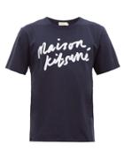 Matchesfashion.com Maison Kitsun - Logo-print Cotton T-shirt - Mens - Navy