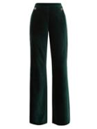 Matchesfashion.com Temperley London - Clove Flared Cotton Blend Velvet Trousers - Womens - Dark Green