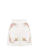 Matchesfashion.com Zimmermann - Allia Floral Cross Stitch Linen Blend Shorts - Womens - White