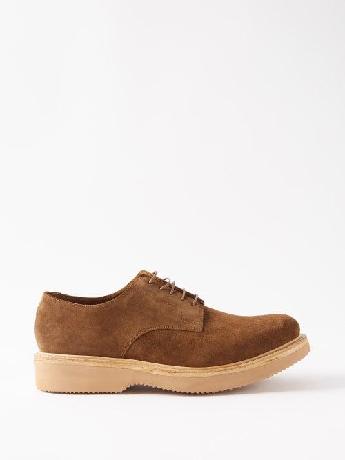 Grenson - Curt Suede Derby Shoes - Mens - Dark Brown
