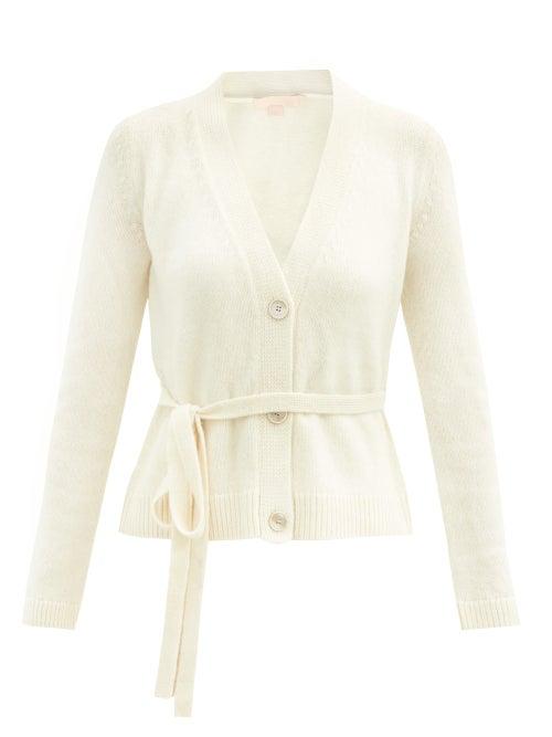 Matchesfashion.com Brock Collection - Ottico Tie-waist Cashmere Cardigan - Womens - Cream