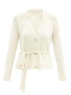 Matchesfashion.com Brock Collection - Ottico Tie-waist Cashmere Cardigan - Womens - Cream