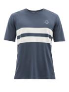 Mens Activewear Iffley Road - Durham Striped Recycled-mesh T-shirt - Mens - Navy