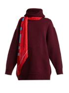 Matchesfashion.com Balenciaga - Scarf Hooded Wool Sweater - Womens - Burgundy Multi