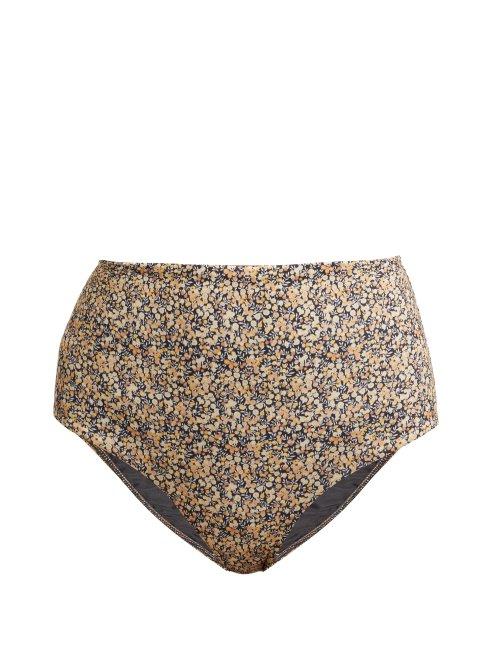 Matchesfashion.com Matteau - The High Waist Bikini Briefs - Womens - Yellow Multi