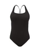 Matchesfashion.com Ganni - Square Neck Ribbed Swimsuit - Womens - Black