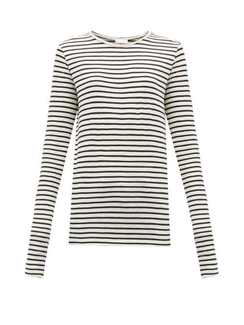 Matchesfashion.com Raey - Long Sleeved Striped Slubby Cotton Jersey T Shirt - Womens - Navy Stripe