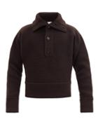 Matchesfashion.com Bottega Veneta - Foldover-collar Wool-blend Sweater - Mens - Brown