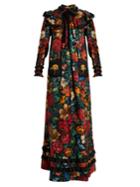 Gucci Floral-print Long-sleeved Silk Dress