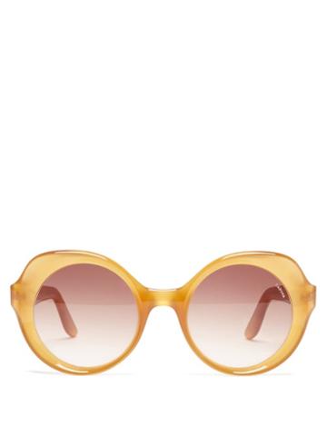 Lapima - Carlota Round Acetate Sunglasses - Womens - Dark Orange