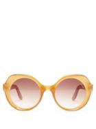 Lapima - Carlota Round Acetate Sunglasses - Womens - Dark Orange