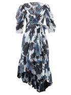 Matchesfashion.com Alexandre Vauthier - Floral-print Cotton-voile Wrap Dress - Womens - Navy Print