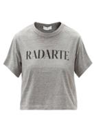 Matchesfashion.com Rodarte - Radarte-print Jersey Cropped T-shirt - Womens - Grey