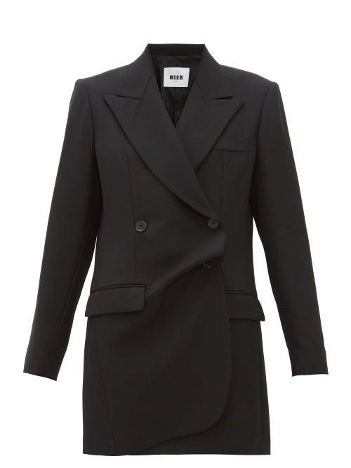 Matchesfashion.com Msgm - Misalinged Double Breasted Wool Mini Dress - Womens - Black