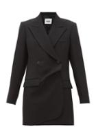 Matchesfashion.com Msgm - Misalinged Double Breasted Wool Mini Dress - Womens - Black