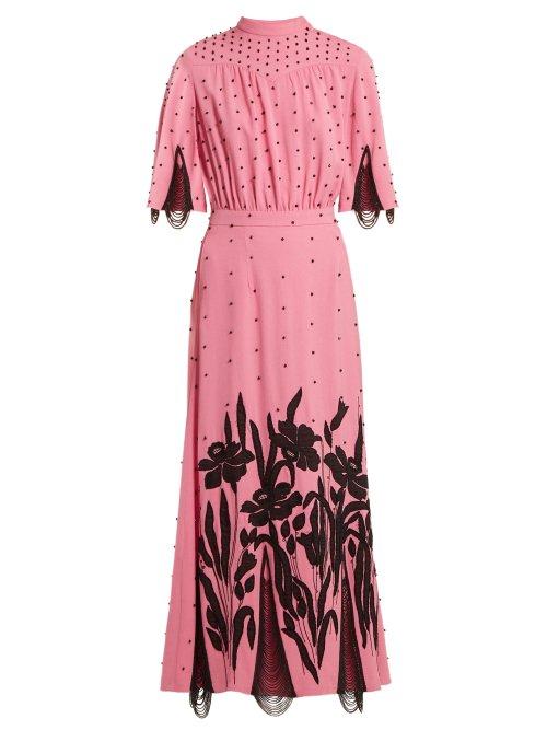 Matchesfashion.com Attico - Beaded Crepe De Chine Dress - Womens - Pink