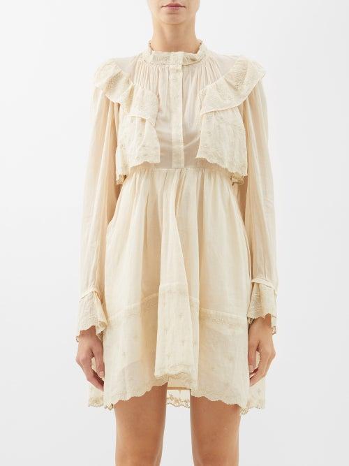 Isabel Marant Toile - Limpeza Embroidered Cotton-gauze Mini Dress - Womens - Ivory
