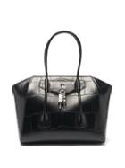 Matchesfashion.com Givenchy - Antigona Lock Medium Crocodile-effect Leather Bag - Womens - Black