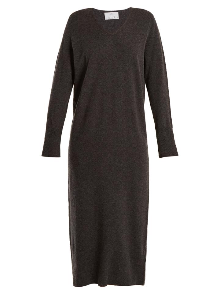 Allude V-neck Wool And Cashmere-blend Knit Dress