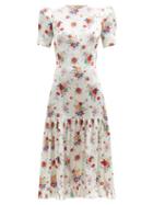 Matchesfashion.com The Vampire's Wife - The Hummingbird Floral-print Silk-satin Dress - Womens - Red White