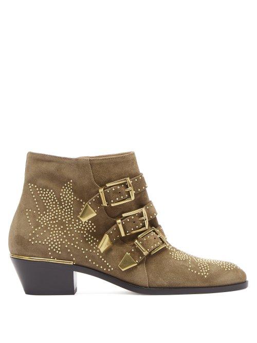 Matchesfashion.com Chlo - Susanna Suede Ankle Boots - Womens - Khaki